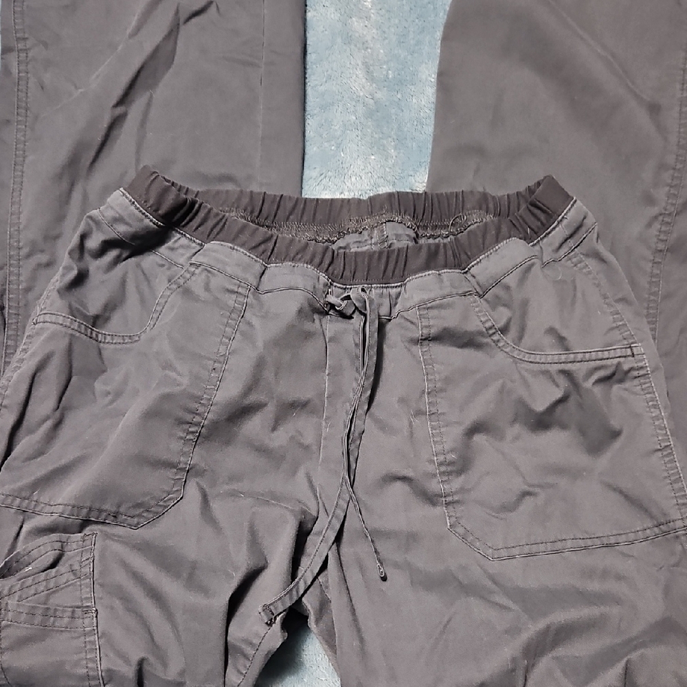 Women's Drawstring Cargo Scrub Pants - Gray - Picture 4 of 6